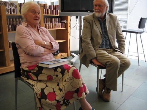 Professor Judd talking with Susan Dickinson, who was Alison's editor for many years.